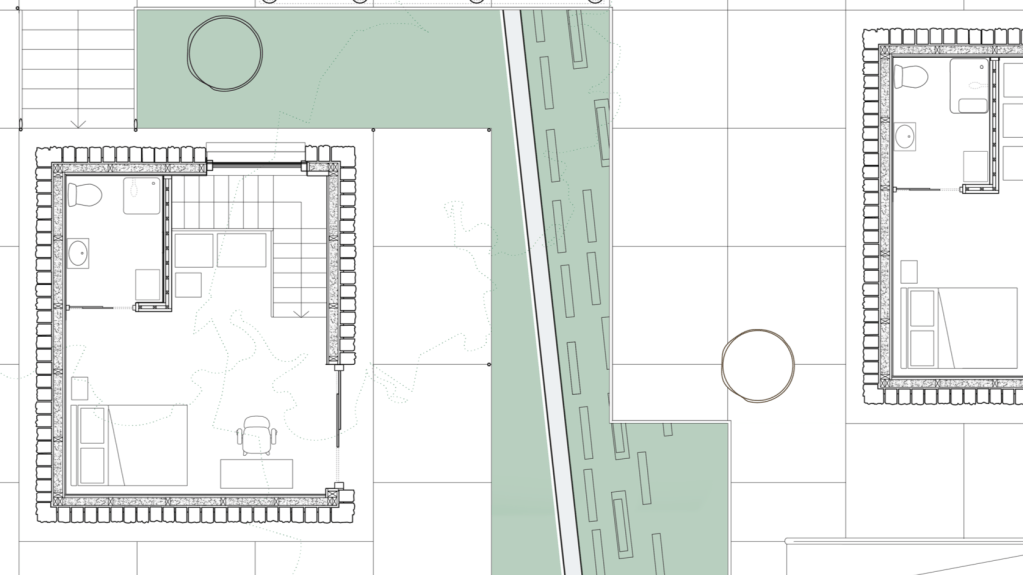 Image showing the undisturbed graves around the Cathedral Courtyard under the timber platform.