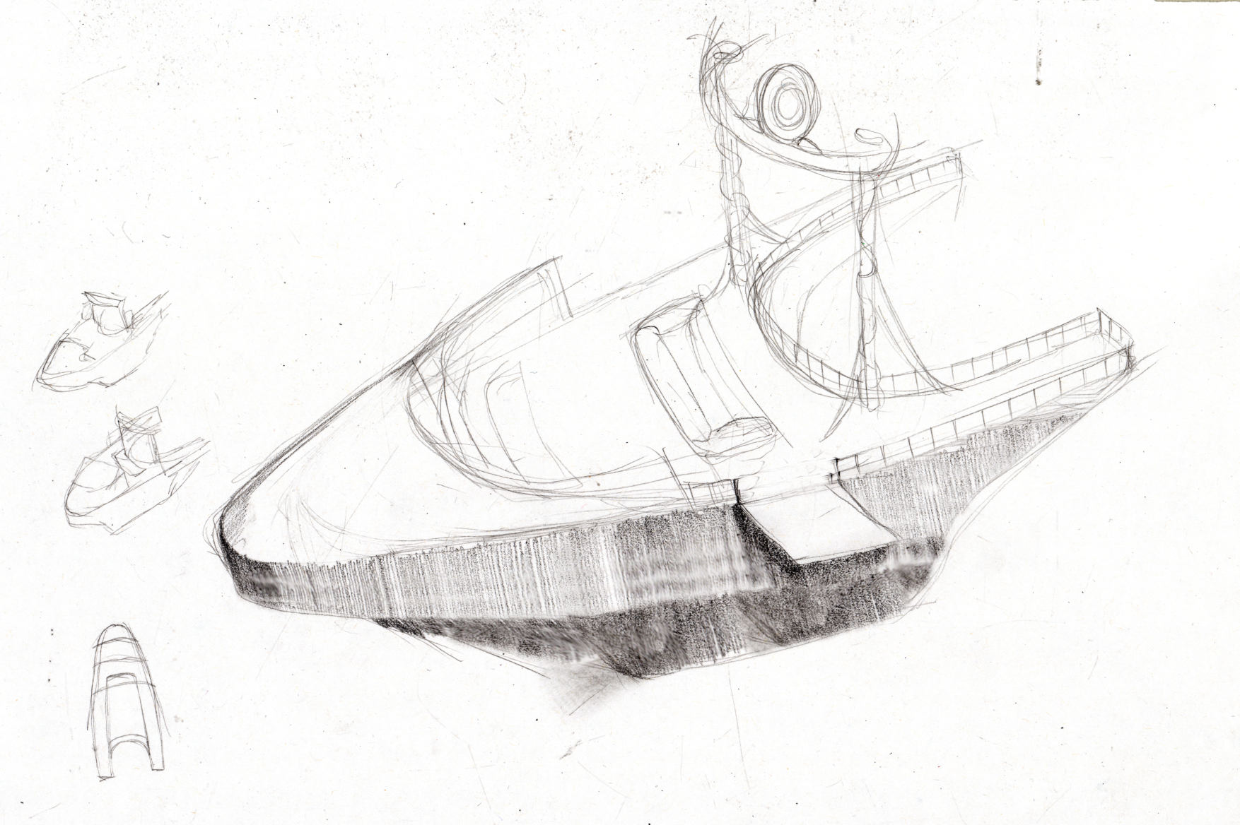 Pencil sketch of the Water Memorial Boat
