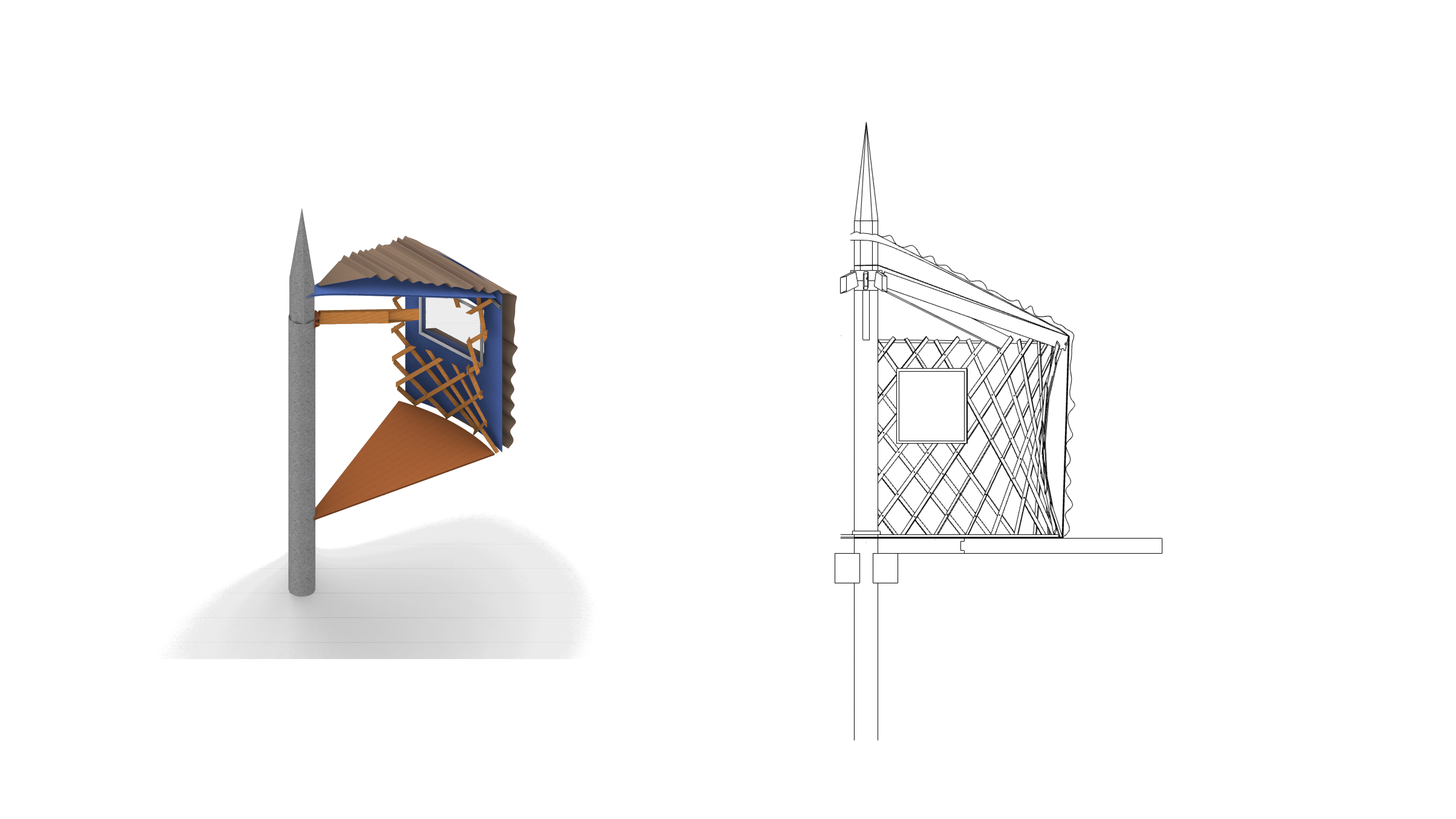 3D Model and 1:1 section of a simplified Mongolian Yurt